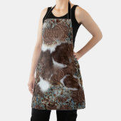 Tablier Western Cowhide Turquoise Nom en cuir Brown (Insitu)