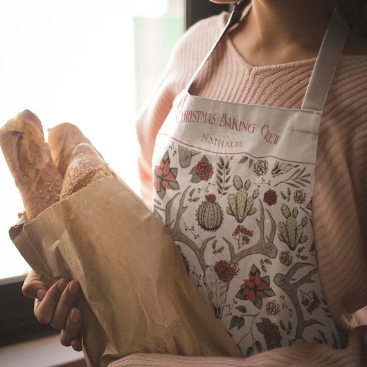 Tablier Western Reindeer Ranch Christmas Baking Crew