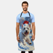 Tablier Westie coule en neige avec le Casquette de Noël (Porté)