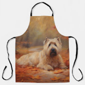 Tablier Wheaten Terrier dans les feuilles d'automne automn (Recto)