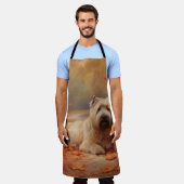 Tablier Wheaten Terrier dans les feuilles d'automne automn (Porté)