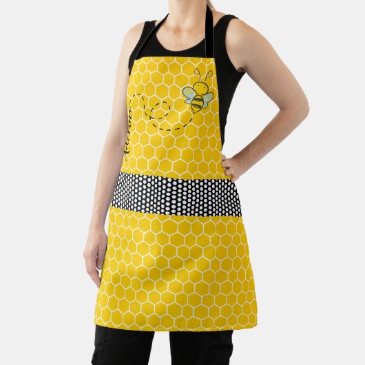 Tablier Whimsical Bee and Honeycomb Personnalisé (Insitu)