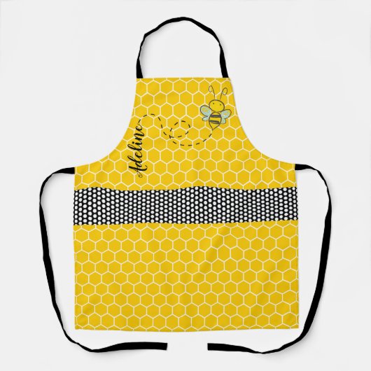 Tablier Whimsical Bee and Honeycomb Personnalisé (Recto)