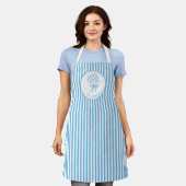 Tablier Whimsical Blue White Stripe Preppy Monogram (Porté)