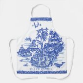 Tablier Whimsical Blue Willow Isle of Rabbits Animal Fun (Recto)