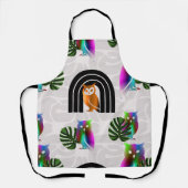 Tablier Whimsical Boho Owl & Tropical Monstera Leaf (Recto)