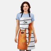 Tablier Whimsical Curious Chat sur les rayures Motif (Porté)