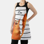 Tablier Whimsical Curious Chat sur les rayures Motif (Insitu)