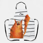 Tablier Whimsical Curious Chat sur les rayures Motif (Recto)
