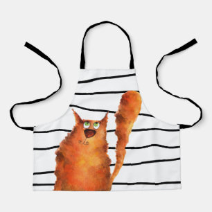 Tablier Whimsical Curious Chat sur les rayures Motif