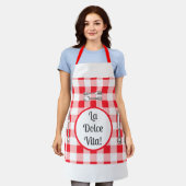 Tablier Whimsical Cutlery Dolce Vita Red Check Unisex (Porté)