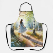 Tablier Whimsical Girl Dancing Through Birch Forest (Recto)