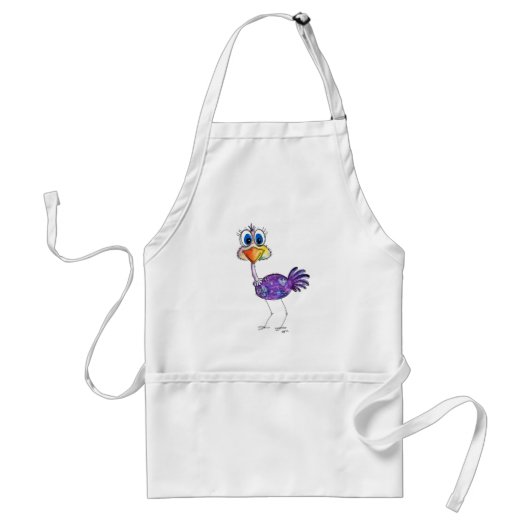 Tablier Whimsical Happy Violet Ostrich (Devant)