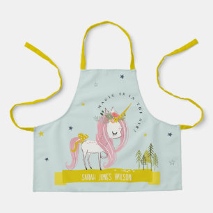 Tablier Whimsical Magique Unicorn rose Aqua Princess Kids