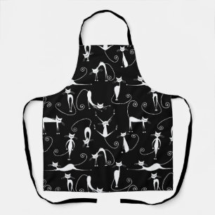 Tablier Whimsical Motif de chat blanc maigre