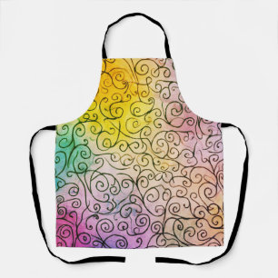 Tablier Whimsical noir Motif Abstrait coloré