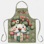 Tablier Whimsical Patchwork Santa Folk Christmas (Recto)