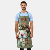 Tablier Whimsical Patchwork Santa Folk Christmas (Porté)