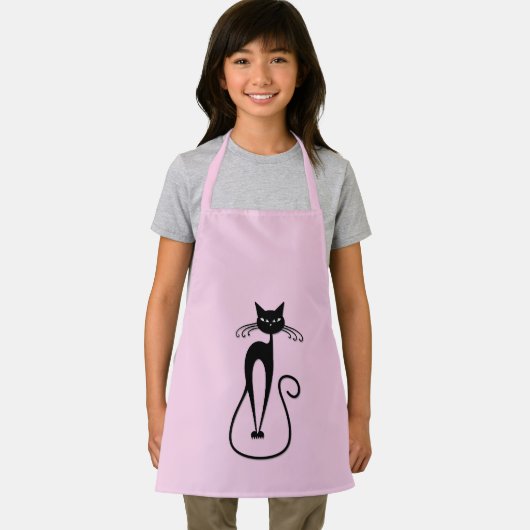 Tablier Whimsical Skinny Chat noir rose (Insitu)