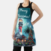 Tablier Whimsical Tropical Christmas Lighthouse Turquoise (Insitu)
