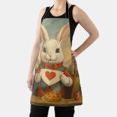 Tablier Whimsical White Rabbit Hearts Enchanted Wonderland (Insitu)