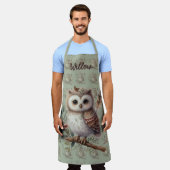 Tablier Whimsical Woodland Owl Botanical Illustration (Porté)