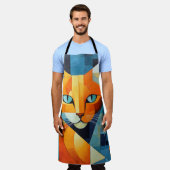 Tablier Whiskers Abstraits : Chat orange (Porté)