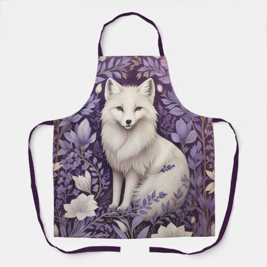 Tablier White Arctic Fox Lavender William Morris Fleurs (Recto)