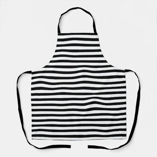 Tablier White Black Horizontal Stripe Pattern Stylish (Recto)