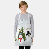 Tablier White Christmas Snowman / Scène de neige pour enfa (Porté)