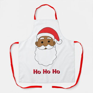 Tablier White Ho Ho Ho African American Santa Claus Famill
