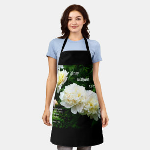 Tablier White Peony Trio, 1 Thessaloniciens 5:17-18