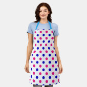 Tablier White Pink Blue Polka Dot Pattern (Porté)