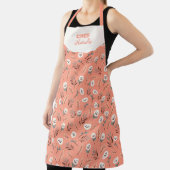 Tablier White Poppies Custom Name Apron (Insitu)