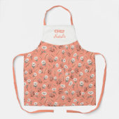 Tablier White Poppies Custom Name Apron (Recto)