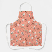 Tablier White Poppies on Bold Red Apron (Recto)