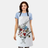 Tablier White Rabbit Alice Wonderland Hearts (Porté)