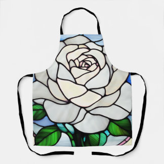Tablier White Rose Stained Glass