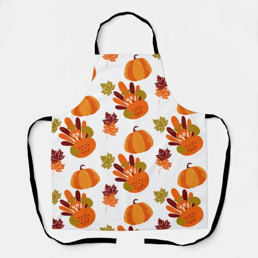 Tablier White Thanksgiving Turquie Citrouille automne quit (Recto)