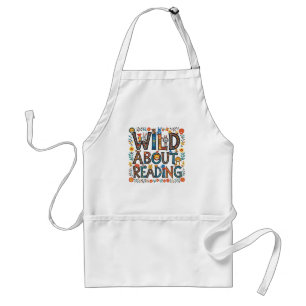 Tablier Wild About Reading Cute Jungle Animaux Livre Lover