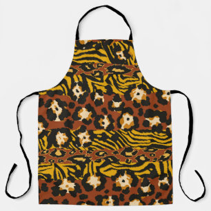 Tablier Wild animal leopard and tiger skins patchwork abst