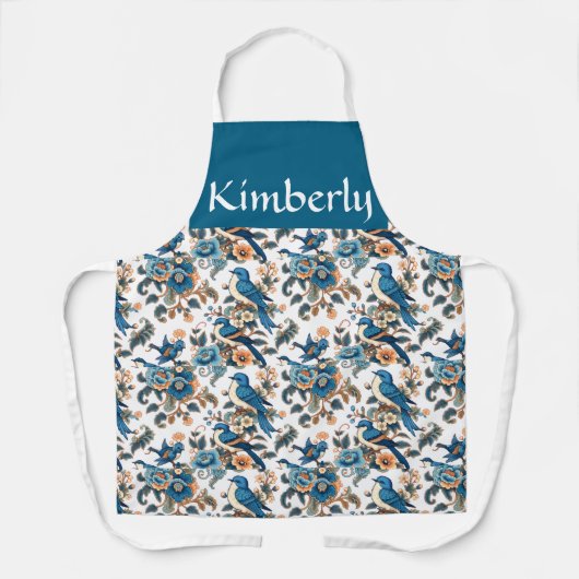 Tablier Wildflower Botanic Bird Garden Custom Name Print (Recto)