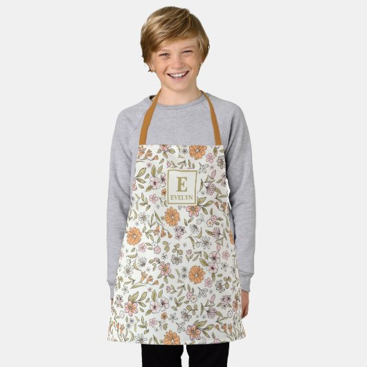 Tablier Wildflower monogram floral Apron (Porté)