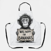 Tablier Will Work for Bananas - Humorous Monkey Sketch (Recto)
