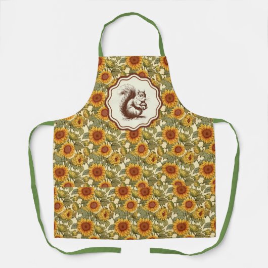 Tablier William Morris Autumn Sunflower Squirrel Retro (Recto)