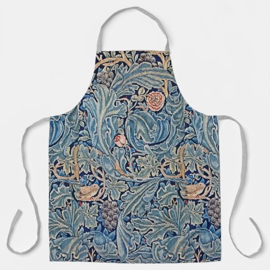 Tablier William Morris Beau motif floral bleu rose (Recto)