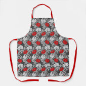 Tablier William Morris Chrysanthèmes, gris et rouge (Recto)