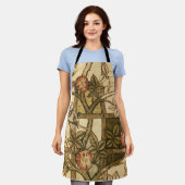 Tablier William Morris Floral Trellis Oiseaux, Tons Terre (Porté)