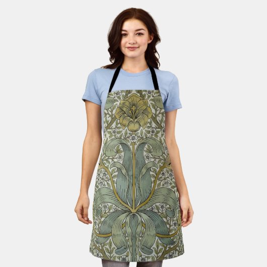 Tablier William Morris Spring Motif classique épais (Porté)