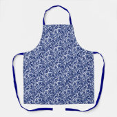 Tablier William Morris Thistle Damask, Cobalt Bleu & Blanc (Recto)